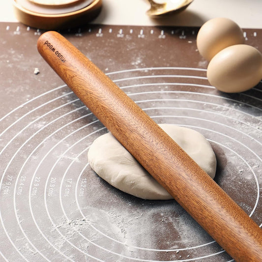 Sapele Wooden French Rolling Pin for Baking, Tapered Roller for Fondant, Pie Crust, Cookie, Pastry (French 15-3/4inch)