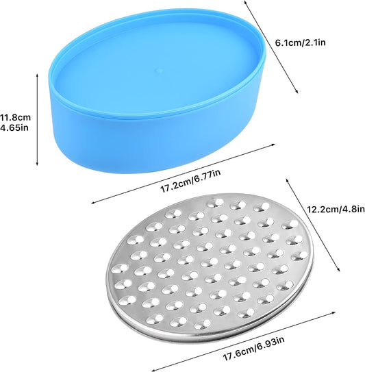Cheese Grater, Grater Lemon with Food Storage Container & Lid Grinder Grater for kitchen - Perfect For Hard Parmesan, Ginger, Vegetables, Butter (Blue)