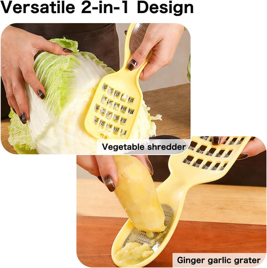 2-in-1 Ginger Grater & Vegetable Slicer–Kitchen Grater for Shredding,Slicing,and Grinding Garlic Ginger Veggies|Ultimate Kitchen Gadget for Effortless Meal Prep