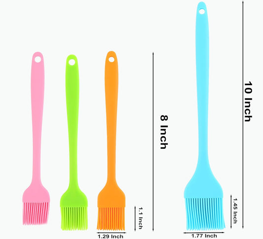 Silicone Basting Brush for Cooking 4 Pieces, Pastry Brush for Baking, BBQ Grill Heat Resistant, BPA Free, Oil Butter Sauce, Dishwasher Safe, Multicolor