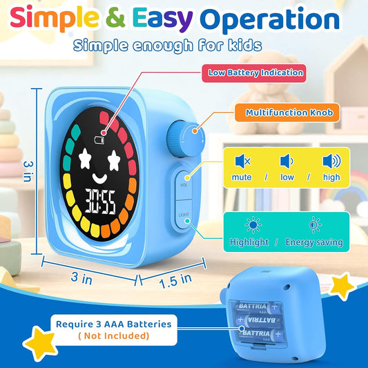 Visual Timer for Kids, 99 Minute Digital Cute Kids Visual Timer Classroom Timer for Homeschool Supplies Study Teaching Time Management Tool Countdown Productivity Timer, Blue, Colorful Display
