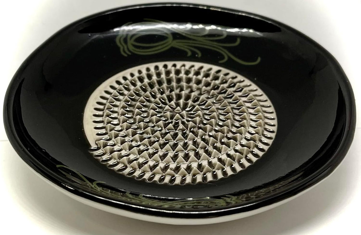Premium Ceramic Garlic Grater Plate Set - Black Garlic