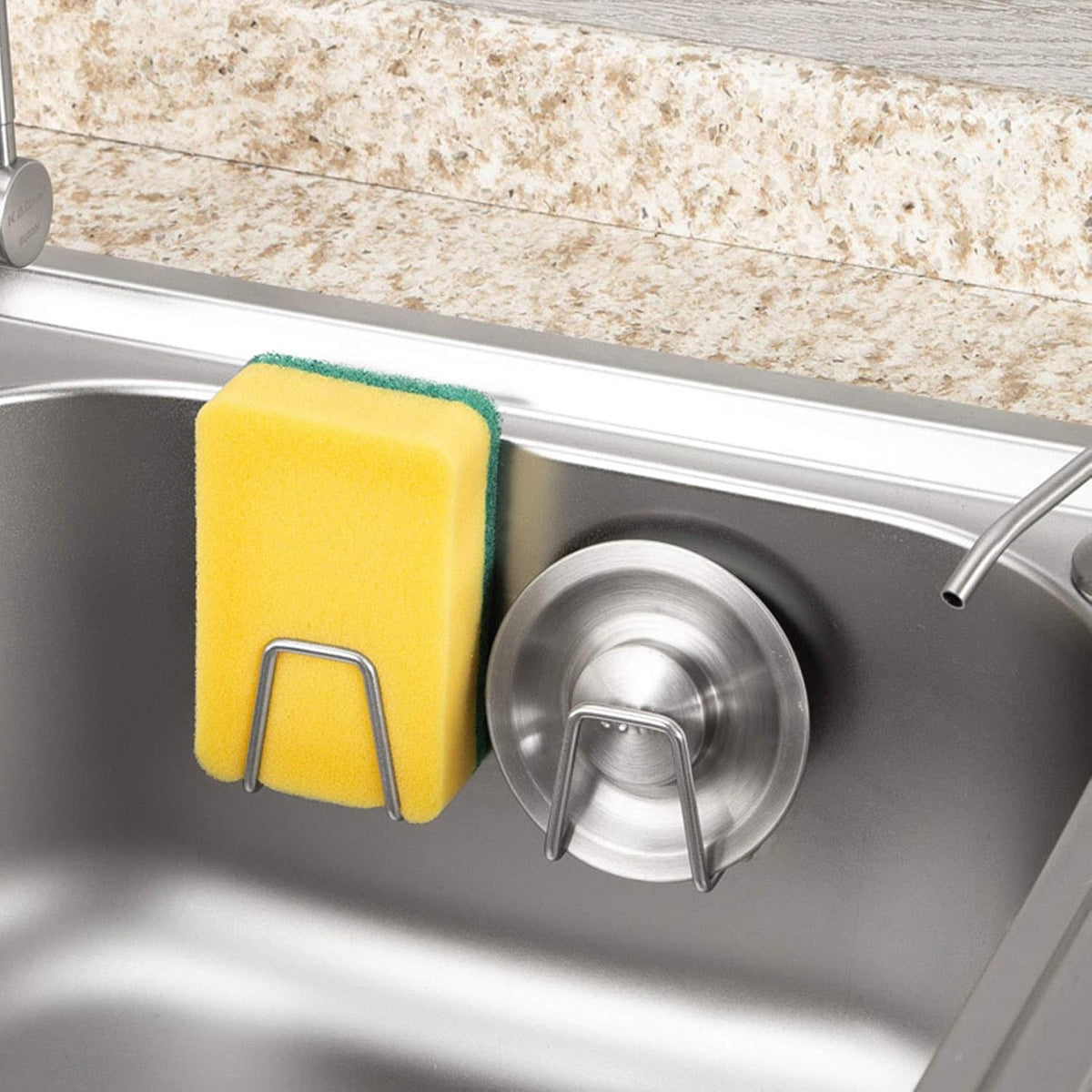 Adhesive Sponge Holder Sink Caddy for Kitchen Accessories - SUS304 Stainless Steel Rust Proof Waterproof, Quick Drying (2 Pack) | Rust Proof Quick Drying Waterproof Kitchen Accessories sink organizer soap holder