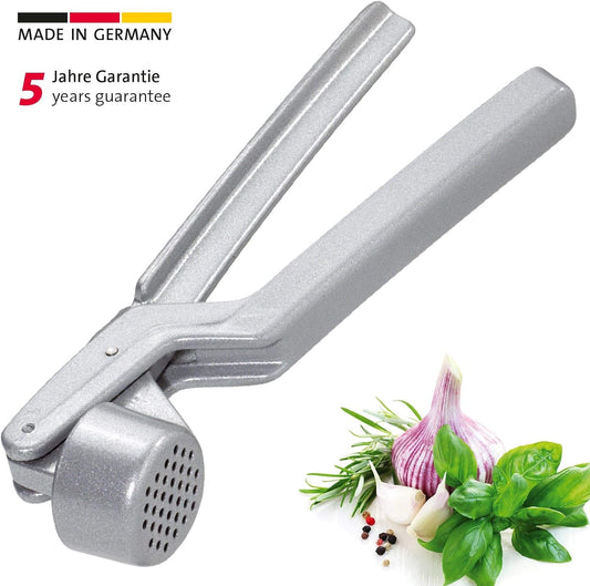 Garlic Press “Novapress” – German Heavy-Duty Garlic Crusher & Mincer, Rust Proof Mincer Tool, Easy Squeeze Ergonomic Hand Press, Ginger Presser with Durable Aluminium Metal Construction