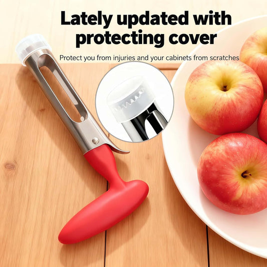 Apple Corer Tool, Apple Core Removal, Stainless Steel Apple Core Remover Tool, Easy to Grip, Easy to Use, silver red