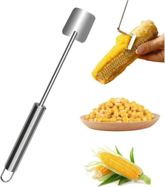 Corn Cob Peeler, 2025 NEW Long Handle Stainless Steel Corn Peeler for Corn on the Cob Stripper Tool, Corns Peelers Stainless Steel Splitter Tool Easy Fast Corn Remover Tool for Home Kitchen (1pcs)