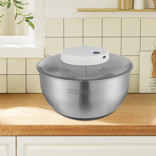 Electric Salad Spinner, 5L Capacity Lettuce Spinner Stainless Steel, Automatic Vegetables Fruit Washer Dryer