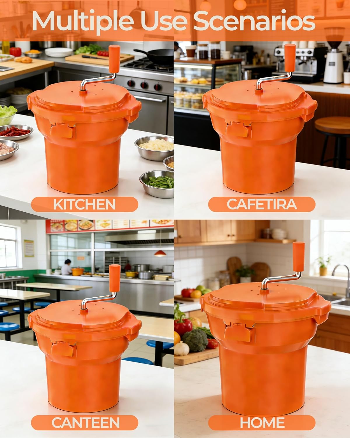 Commercial Salad Spinner - 2.5 Gallon Salad Dryer w/Aluminum Handle & Draining Hose, 10Qt Manual Salad Spinner for up to 3 Heads of Lettuce Spinner Large for Catering Kitchen
