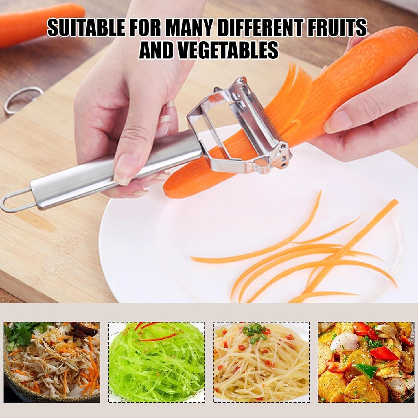 Potato Apple Vegetable Peeler, Multifunction Stainless Steel Julienne Peelers for Fruit Veggie Potatoes Carrot Cucumber, Julienne Cutter Slicer Shredder Scraper, Pro Kitchen Tool with Dual Blade