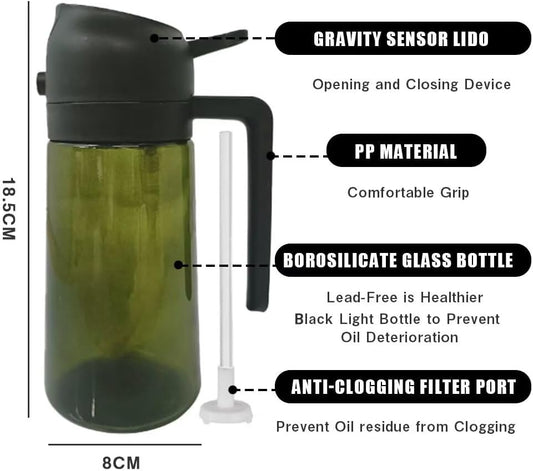 Kitchen Maiden 2 in 1 Oil Dispenser, New Kitchenmaiden 2 In 1 Oil Sprayer for Cooking,Olive Oil Dispenser Bottle Spray And Pour for Air Fryer, Salad, Frying, BBQ