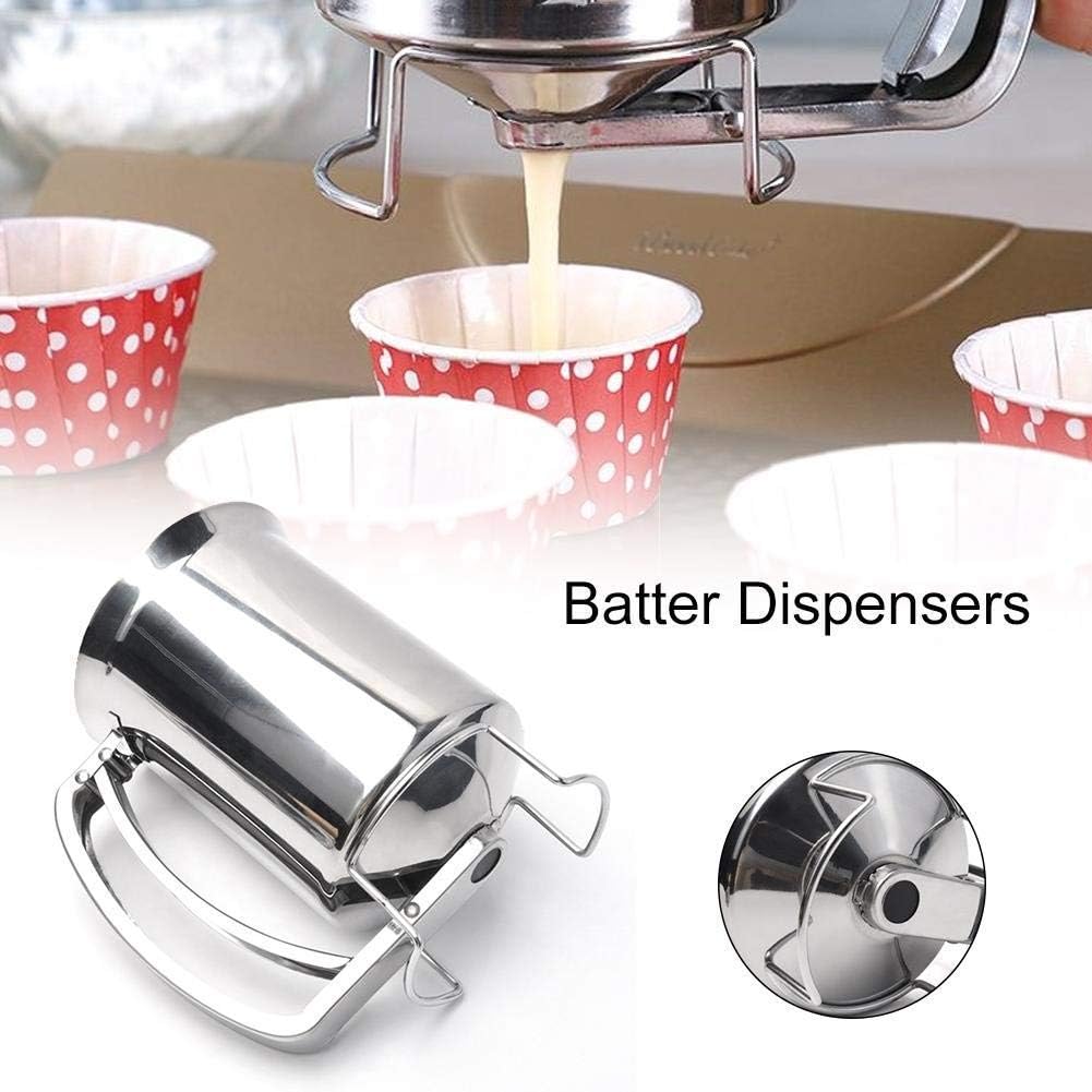 Stainless-Steel Pancake Batter Dispenser Handheld Pancake Batter Dispenser - 900ML Professional Batter Funnel Kitchen Tool for Baking Cake Cupcakes Crepes Waffles Pancake