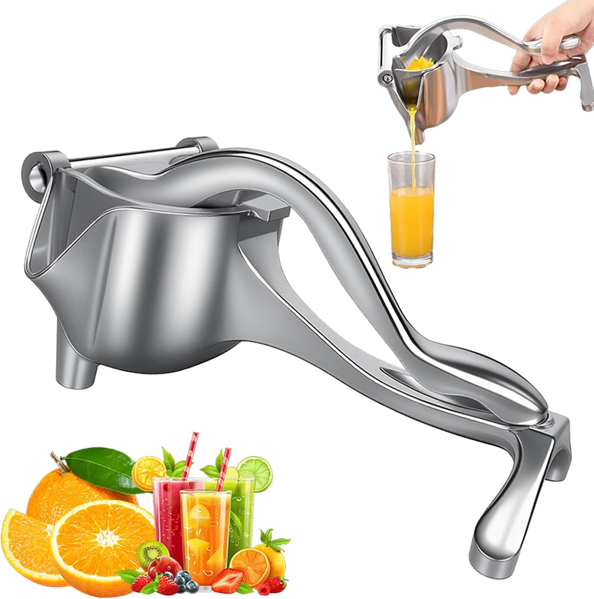 Juicer, Fresh Fruit Juice Extractor Aluminum Alloy, Juice Squeezer Handheld, manual juicer, Easy to Clean with 0.6L Capacity, Heavy Duty Single Press Lemon Squeezer for Lemon, Orange, Grape