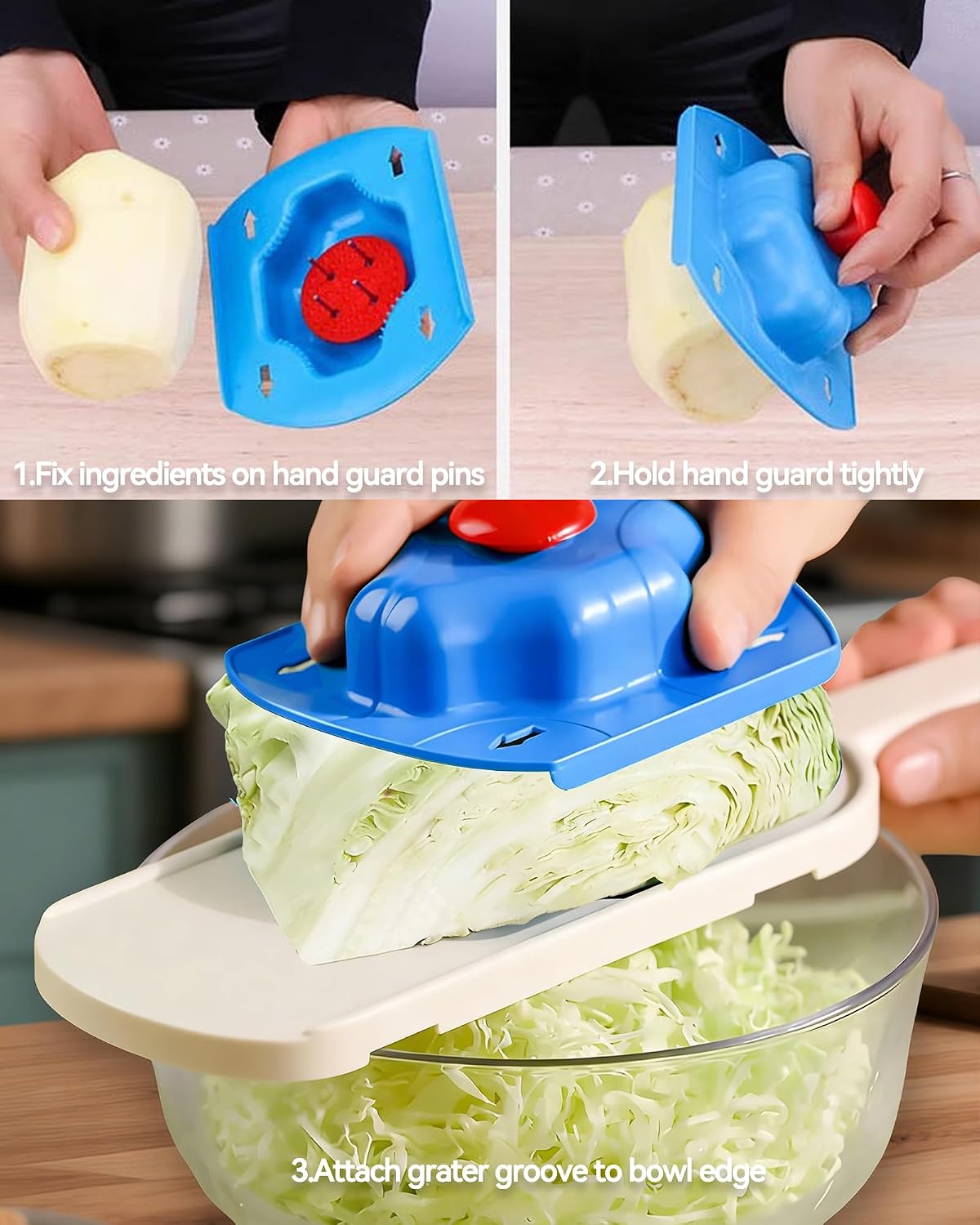 Handheld Mandoline Slicer for Kitchen - Stainless Steel V-Blades