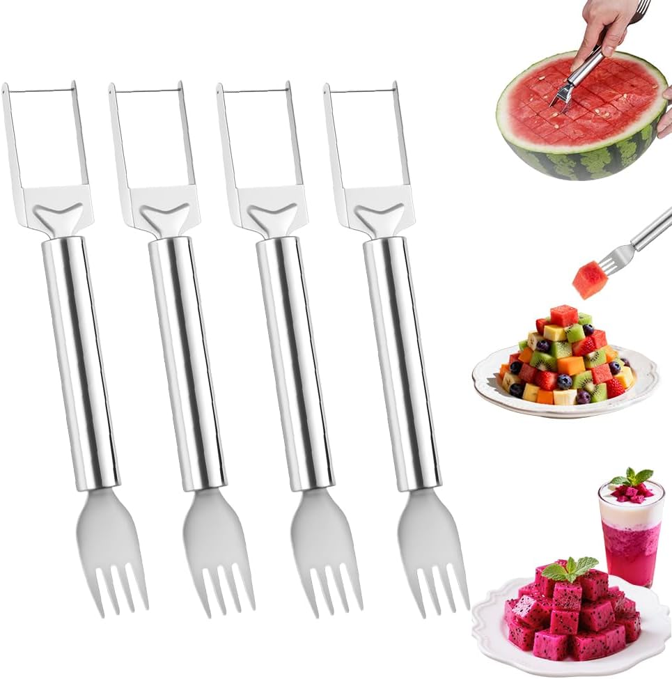 2-in-1 Stainless Steel Fruit Cutter, Watermelon Fork Slicer