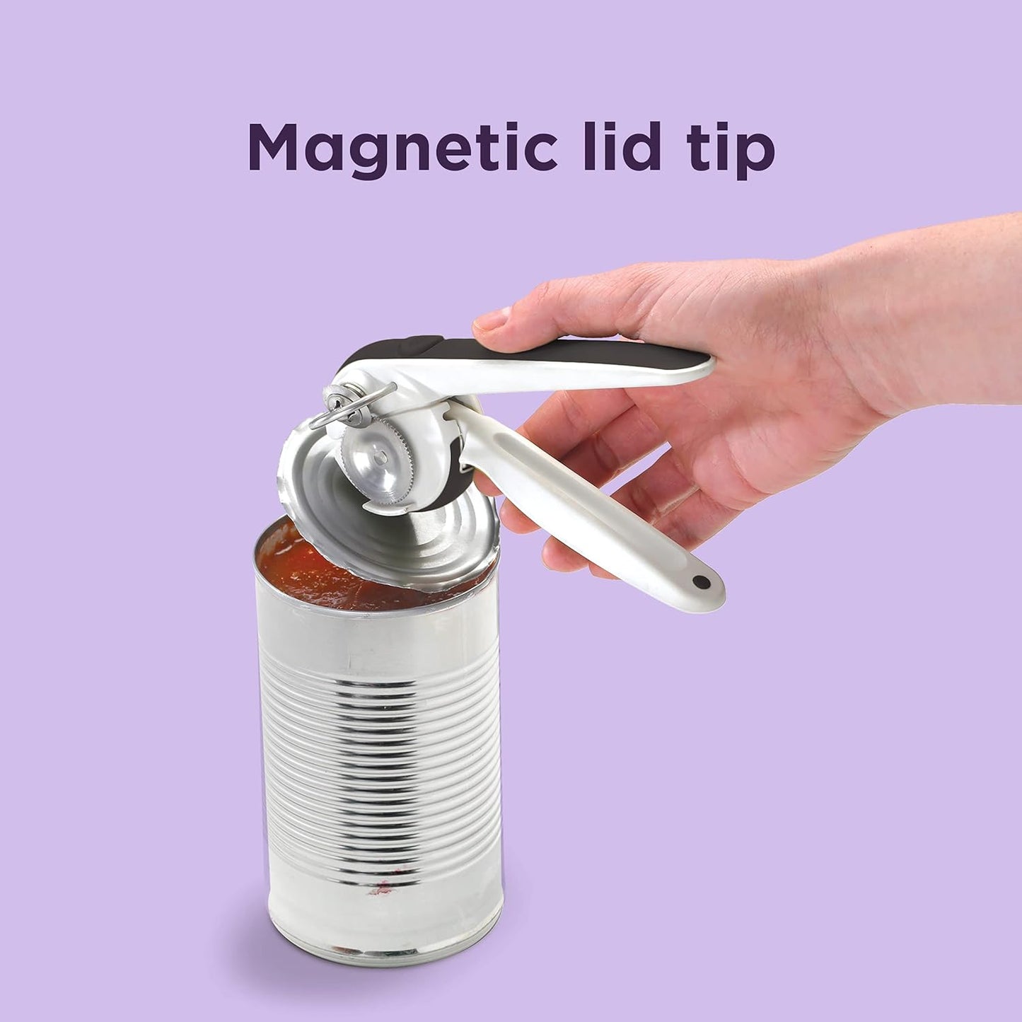 EzSqueeze One-Handed Can Opener (Black and Meringue)