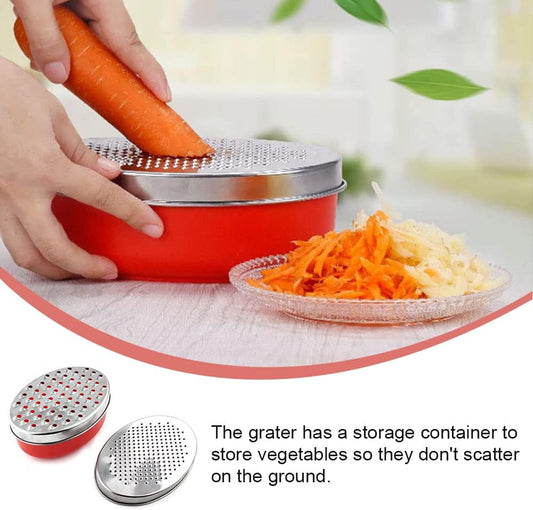 Cheese Grater Two Side Vegetable Slicer Stainless Steel Potato Shredder with Container Use for Carrots Cucumbers Onion Potato