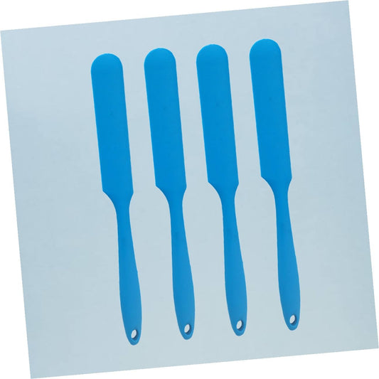 4 Pcs Blue Silicone Scraper with Long Integrated Handle Flat Spatula for Butter Blending and Cake Baking High Hardness Wear-resistant Mixing Tools for Frosting and Pastry
