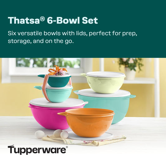 Thatsa Bowl Collection 6 Bowl Food Storage Container Set in Fauna, Dishwasher Safe and BPA Free (6 Bowls, 6 lids)