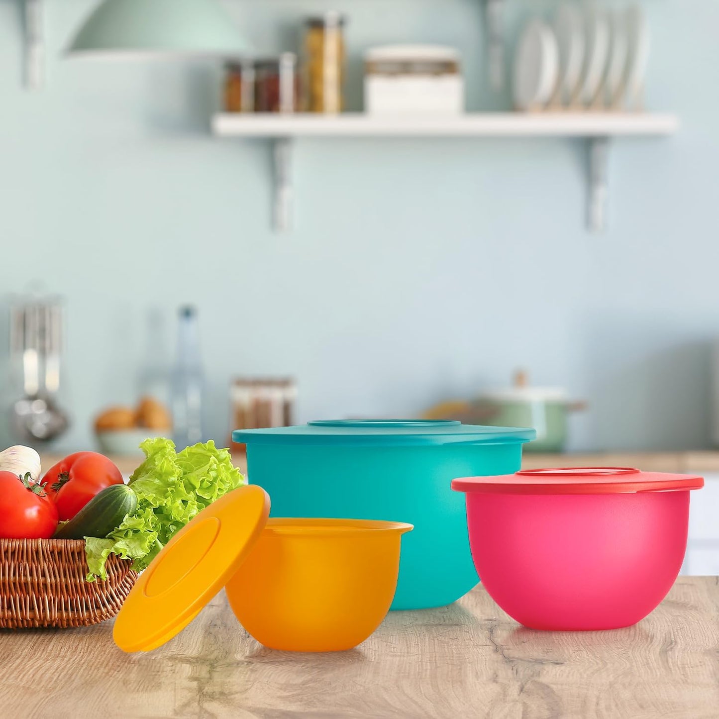 Thatsa Bowl Collection 6 Bowl Food Storage Container Set in Fauna, Dishwasher Safe and BPA Free (6 Bowls, 6 lids)