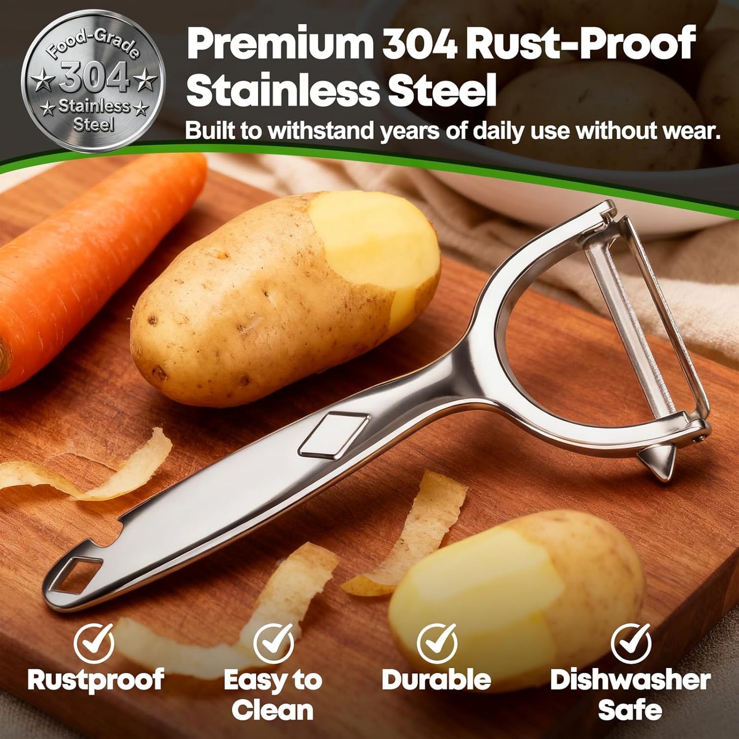 Kitchen Peeler Set | Stainless Steel Y & I Blades, Non-Slip Ergonomic Handle, Potato Eye Remover, Dishwasher Safe, 2 Pack