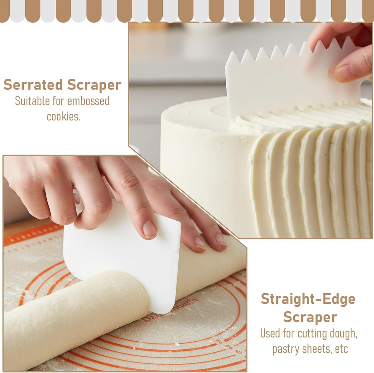 Small Rolling Pin, Mini Wooden Double Dough Roller with 3 Pcs Dough Scraper Mini Rolling Pin, Non-Stick Pizza Roller, Baker Rollers Set for Home Kitchen Baking Cooking