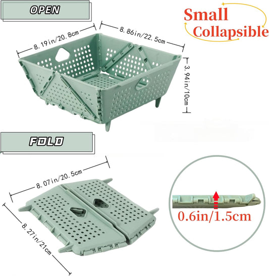 2-PCS Small Collapsible Kitchen Colander and Strainer | Foldable Space-Saving,notebook-slim profile