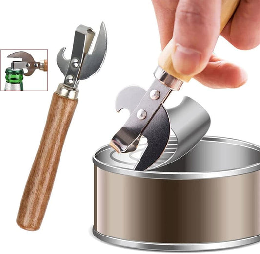2pcs Stainless Steel Traditional Old Fashion Stab Can & Tin Opener and Corkscrew