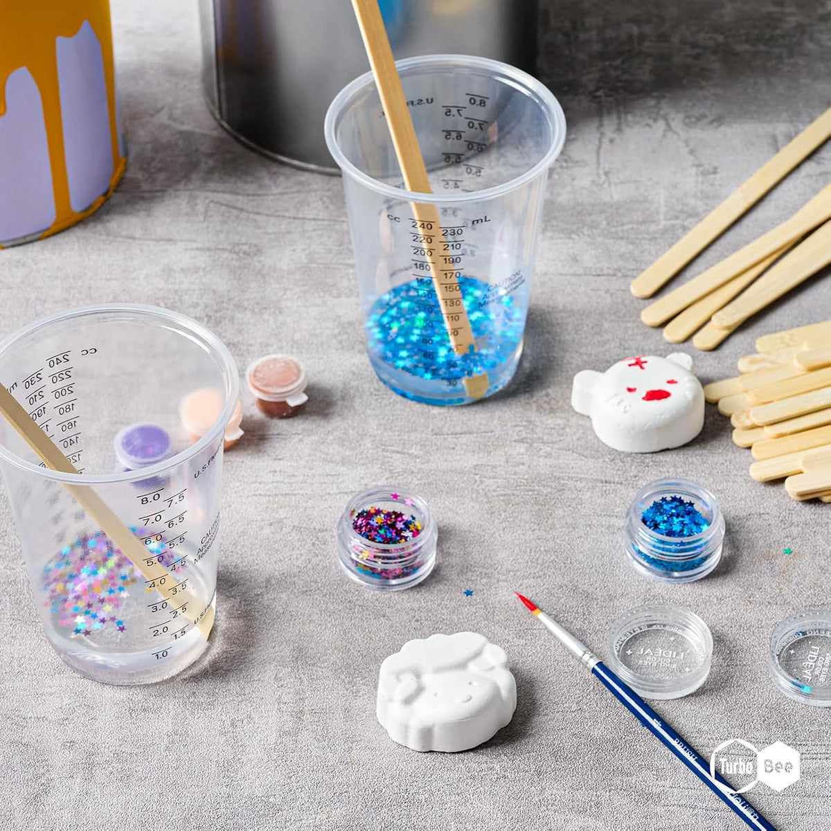 Plastic Measuring Cups 8OZ,100 PACK Disposable Mixing Cups with 100 Mixing Sticks,Paint Graduated Measuring Tumblers for Epoxy Resin, Paint Mixing, Art DIY