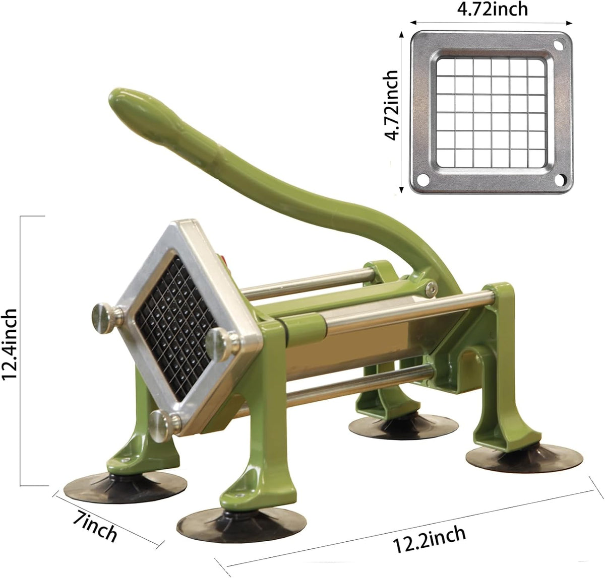 Commercial French Fry Cutter Stainless Steel Potato Cutter with 3/8&1/4&1/2 Inch Blade French Fries Cutter Manual Potatoes Cutting Machine with Suction Feet for Potato Carrot Yam Cucumbers