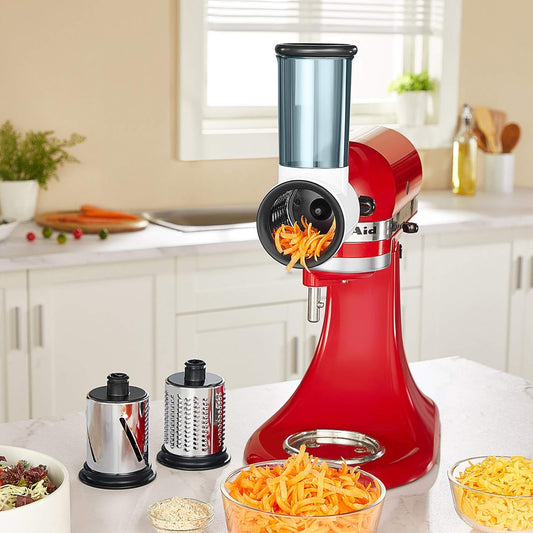 Slicer Shredder Attachment for KitchenAid Stand Mixer | Cheese Grater Attachment for KitchenAid Stand Mixer, Food Processor with 3 Blades