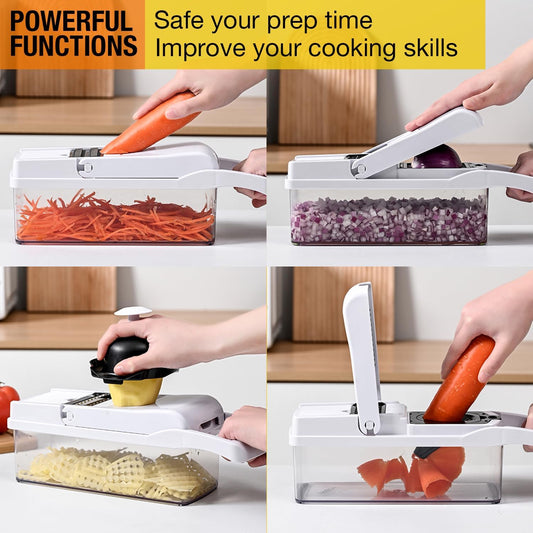 22 in 1 Vegetable Chopper Food Chopper, Multifunctional Onion Dicer Veggie Chopper with Container, Manual Vegetable Cutter Slicer Grater for Kitchen, Fruit Tomato Cheese Shredder Kitchen Gadget