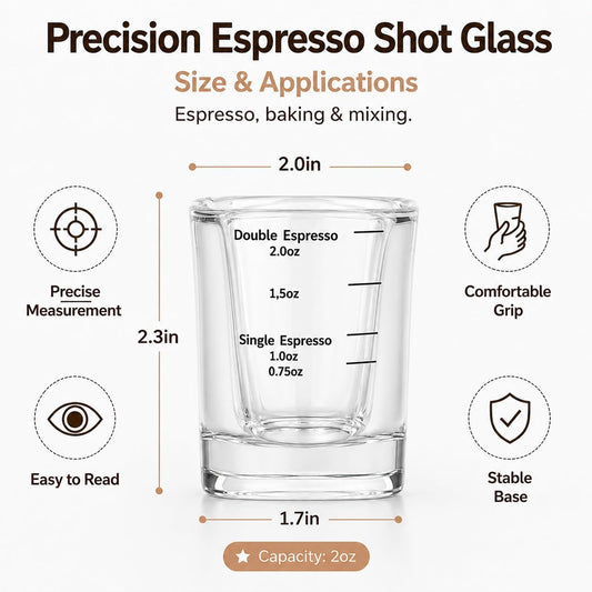 Shot Glasses Measuring Cup Set 12 Pack Square Espresso Shot Glasses Liquid Heavy Glass -Incremental Measurement 2oz Shot Glass for Bars and Home Use