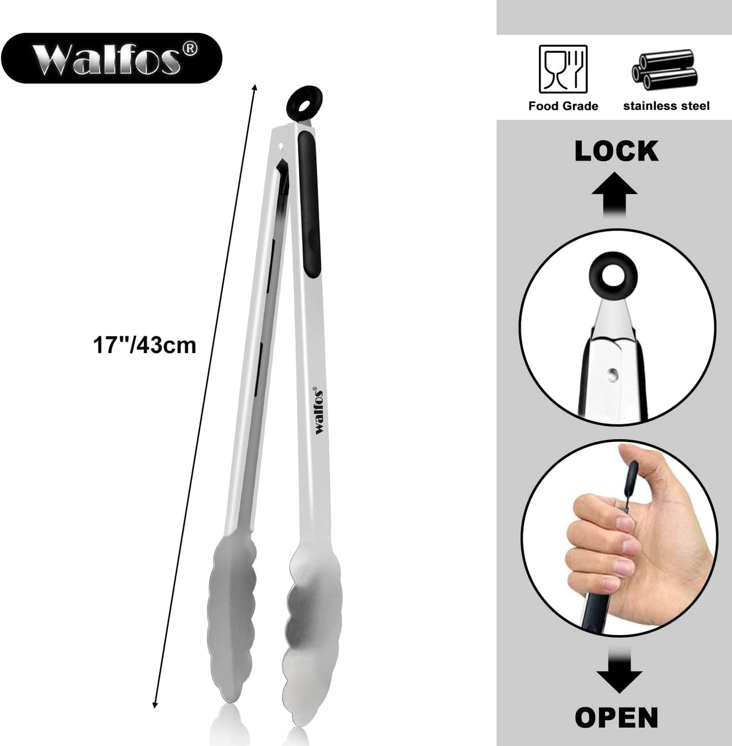 600 Degree Heat Resistant Silicone Tongs for Cooking - Kitchen Tongs With Silicone Tips set of 3 size Food Looking Tongs (7" 9" and 12 inch Dark Grey)