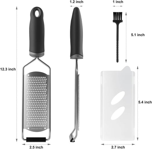 Upgraded Lemon Zester & Cheese Grater, Food Grade Stainless Steel None-Slip Hand Fine Grater for Garlic, Ginger, and Chocolate, Durable and Easy-To-Clean(Dishwasher Safe)
