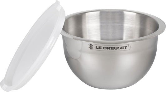 Stainless Steel Nested Mixing Bowls with Plastic Lids, Set of 3 | Set of 3: 1.5 qt., 3 qt., and 5qt., Non-Slip Silicone Base