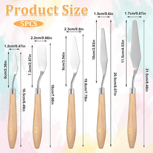 5 Pcs Cake Decorating Spatula, Off Set Spatulas for Frosting Stainless Steel Cake Apatula Palette Knife Baking Pastry Tool for Cakes Fondant Chocolate