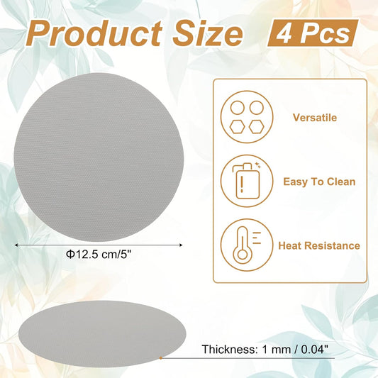 4pcs Silicone Jar Opener Pads, 12.5cm/5" Texture Can Opener Multipurpose Round Bottle Lid Opener Non-Slip Coasters for Weak Hands Seniors Children, Gray