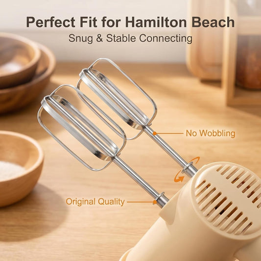 5Pcs Stainless Steel Hand Mixer Attachments Replacement | For Hamilton Beach 62682RZ 62692 62695V 64699,replaces #990116700, 304 stainless, rust-proof, 5pcs: 2 beaters+2 hooks+1 whisk