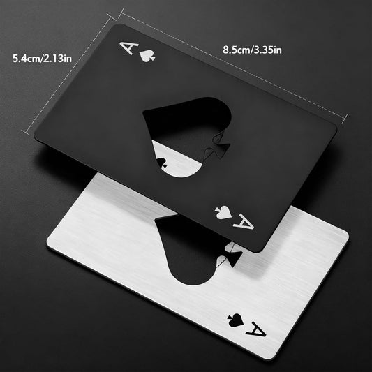 4 Pcs Credit Card Bottle Opener, Wallet Bottle Opener | 2 Black & 2 Silver Ace of Spades Bottle Opener,Stainless Steel Beer Opener for Wallet Pocket