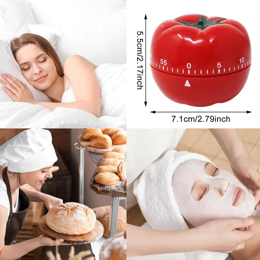Manual Mechanical Tomato Timer -Ring Alarm Kitchen Timer for Cooking Study Gym Countdown Clock Red