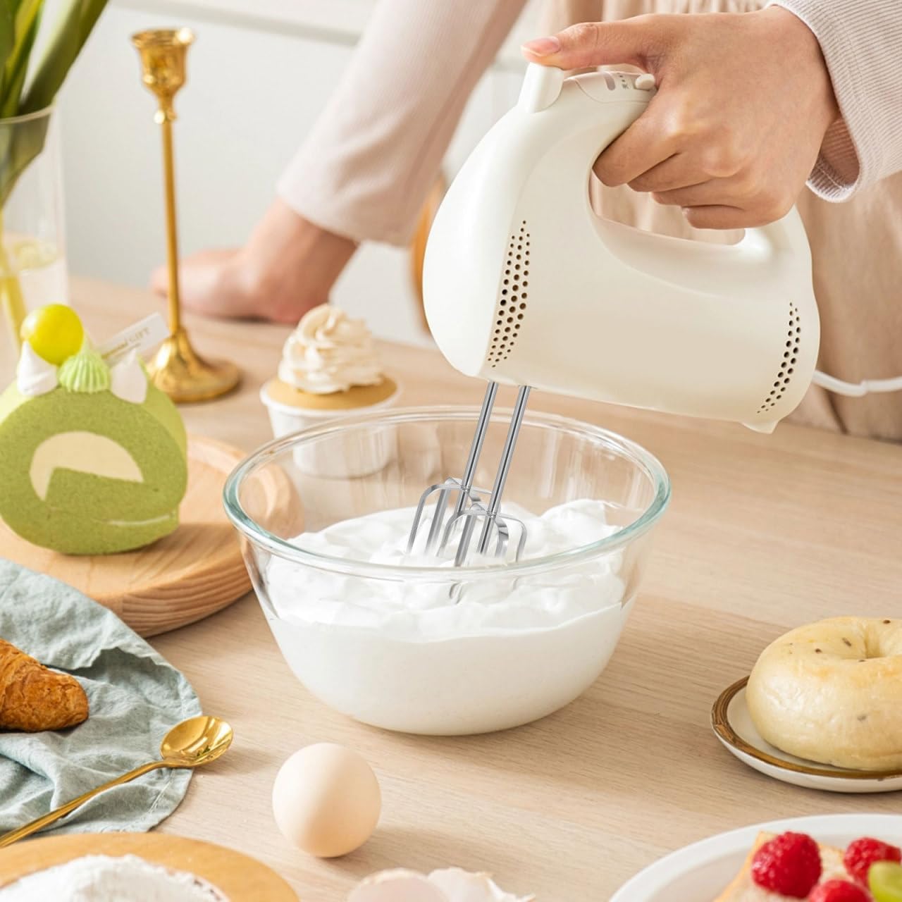 Hand Mixer Attachments 2-Pack Universal Replacement Beaters for Electric Whisk and Drill Mixers Stainless Steel 8.38X1.77X1.77In Efficient Egg Whisking Dough Mixing Kitchen Tool