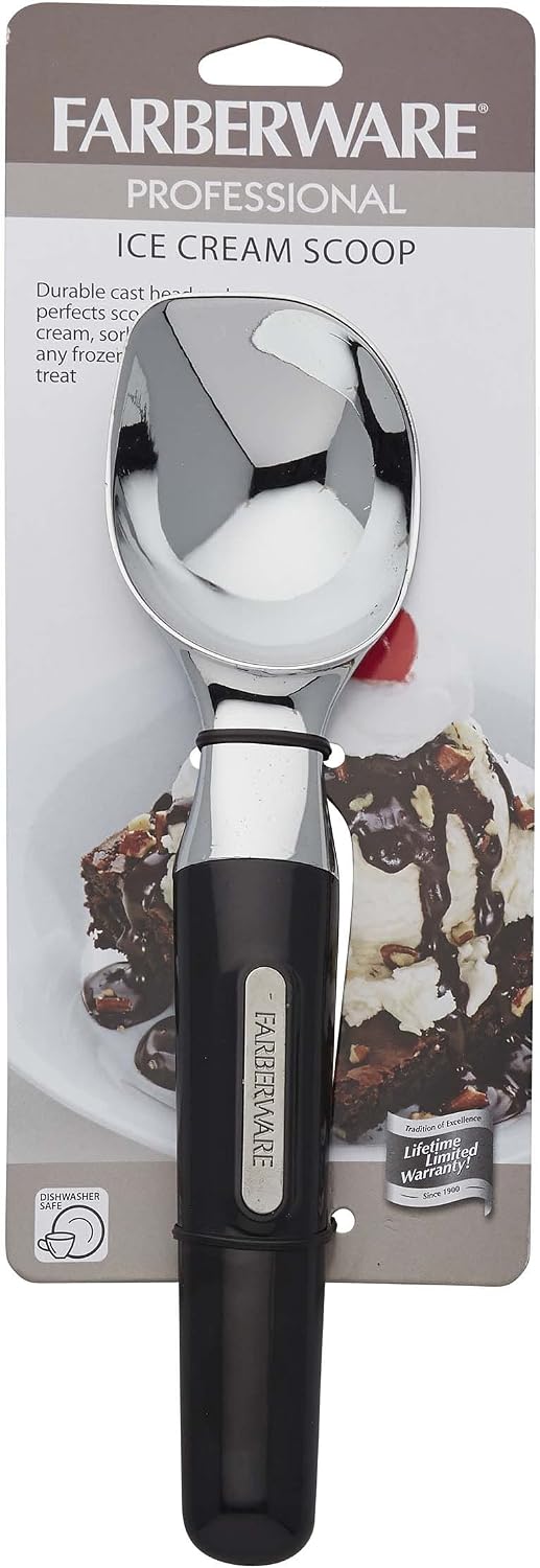 Professional Ice Cream Scoop, Comfortable Handle, Heavy Duty, Professional Grade Scooper, Get Perfect Shape Scoops, Great for Spooning Frozen Hard Gelato and Sorbet, Cookie Dough, Melon