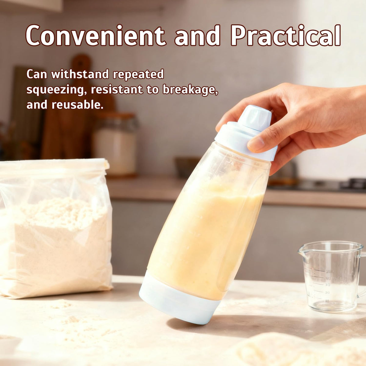 Pancake Batter Dispenser with Blender Balls,2 Pack Batter Mixer and Dispenser with Whisk Ball