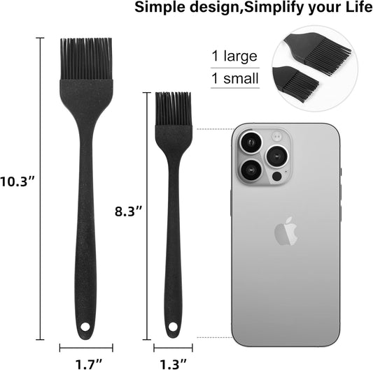Silicone Basting Pastry Brush, Heat Resistant Basting Brush for Cooking, Strong Steel Core and Dishwasher Safe, BPA Free Kitchen Brush for BBQ Sauce Oil Baking (2 Pcs)