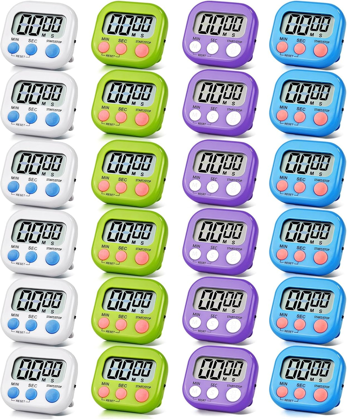 4 Pack Digital Kitchen Timer Magnetic Digital Timer with Big Display Loud Ring Cooking Timers for Kitchen Electronic Timer for Cooking, Game, Gym, Break Time, Classroom (Pink,Blue,Green,Purple, 4)