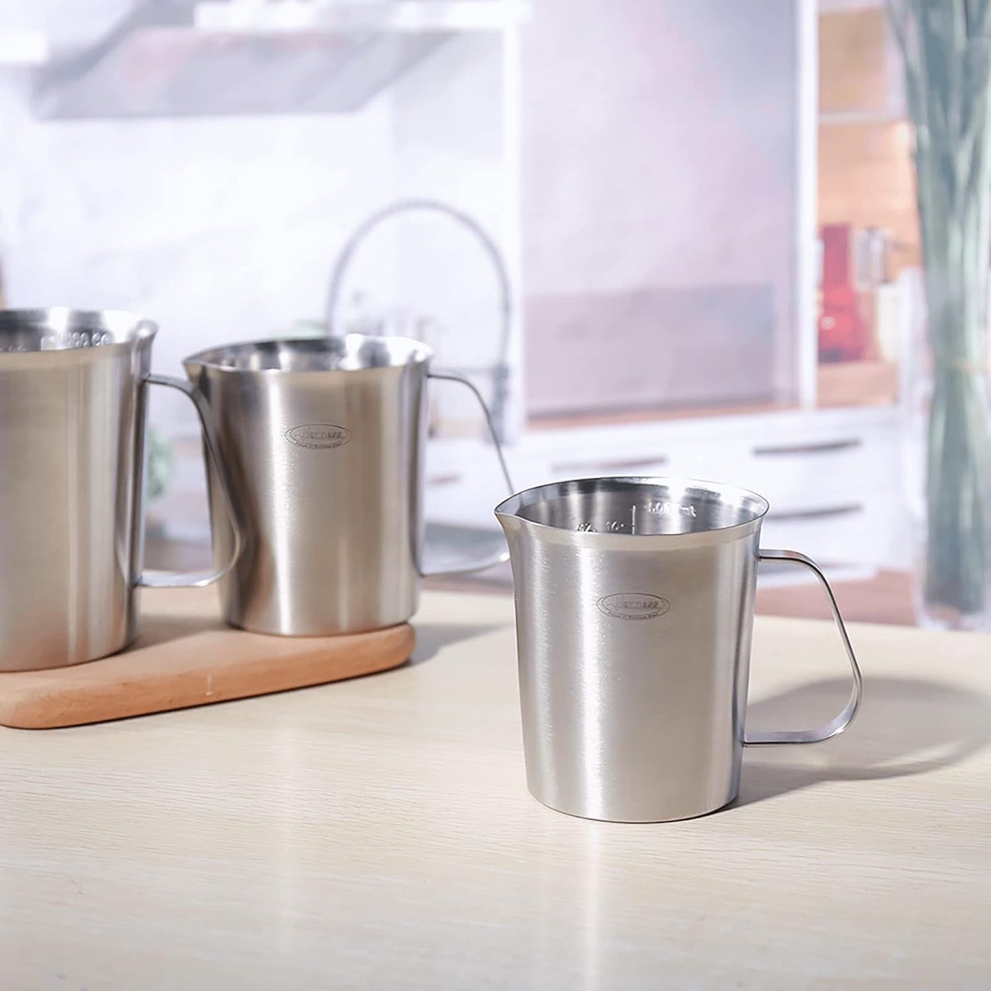 Stainless Steel Measuring Cup, Metal Measuring Cup with Handle (Upgraded, 3 Marking Including Cup/ML/Ounce Scale), 16 Ounces (0.5 Liter, 2 Cup)
