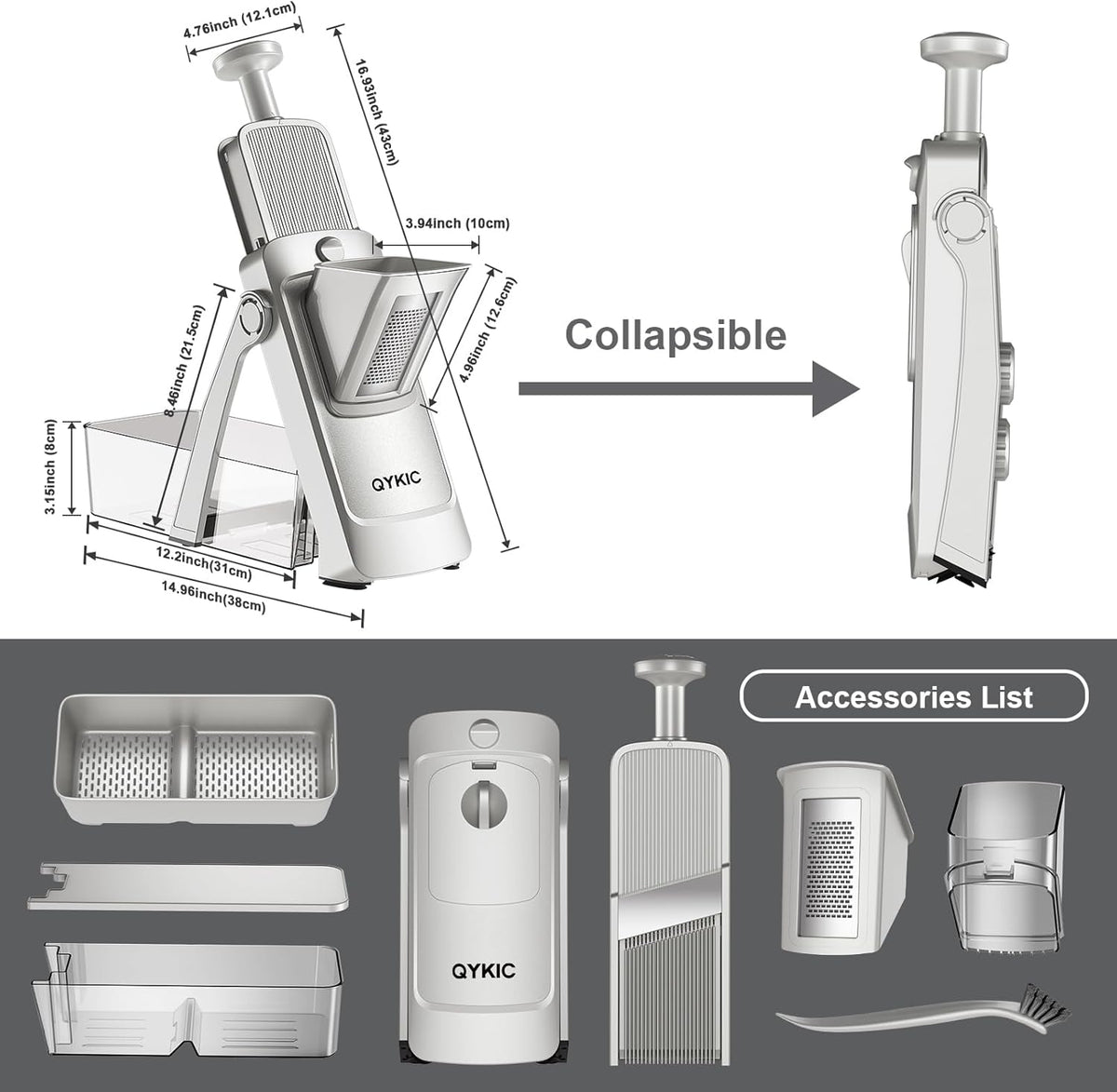 QYKIC Safe Mandoline Slicer for Kitchen, Adjustable Potato Slicer Pro