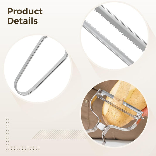 Stainless Steel Julienne Peeler Set, 2-Piece, Y-Design with Dual Blades, Ergonomic Non-Slip Handle, Easy Storage