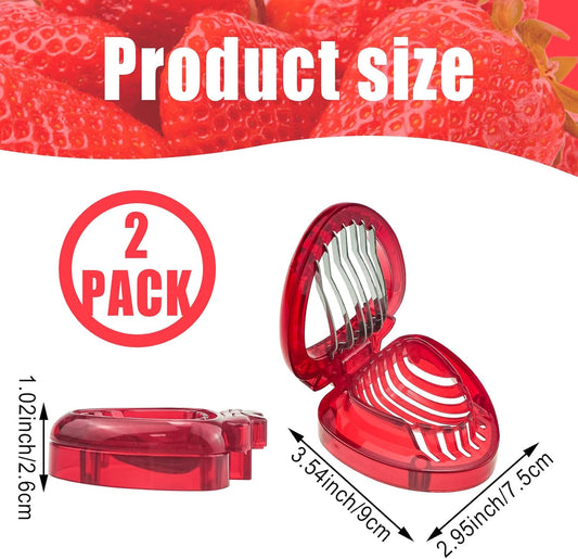2 PACK Stainless Strawberry Slicer - Fruit Cutter Set for Dessert Cups, Cake Stand Decorations, Homemade Bread Decor