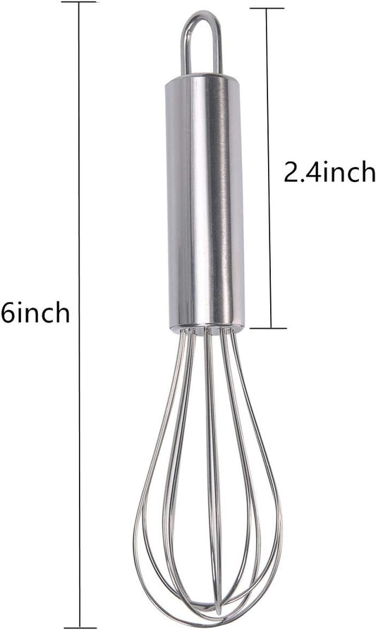 Stainless Steel Small Whisk, 6 inches | For Cooking, Cheese, Coffee, Flour, Eggs。which works great for cups and small containers ,Very Handy